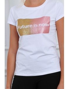 T-shirt en coton avec des lettres lumineuses « Future is now »
